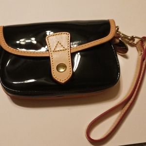 DOONEY & BOURKE Mini black patent leather wristlet